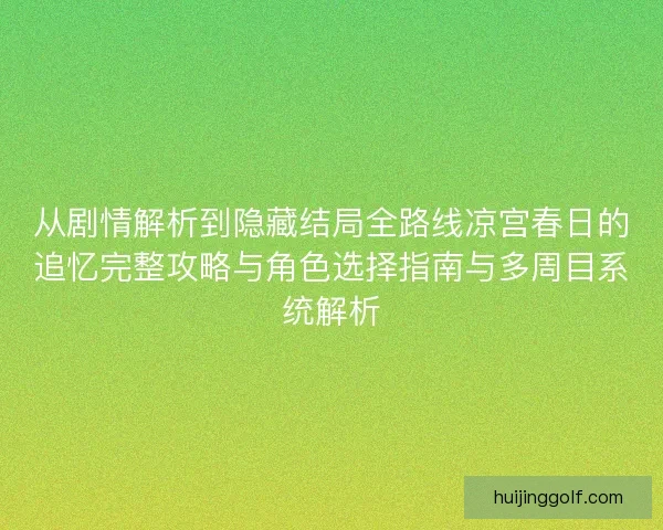 从剧情解析到隐藏结局全路线凉宫春日的追忆完整攻略与角色选择指南与多周目系统解析